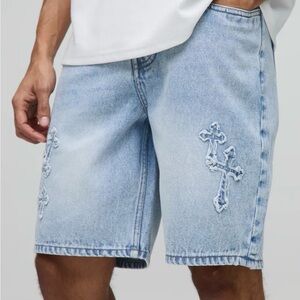Boohoo Mens Light Blue Denim Jean Shorts